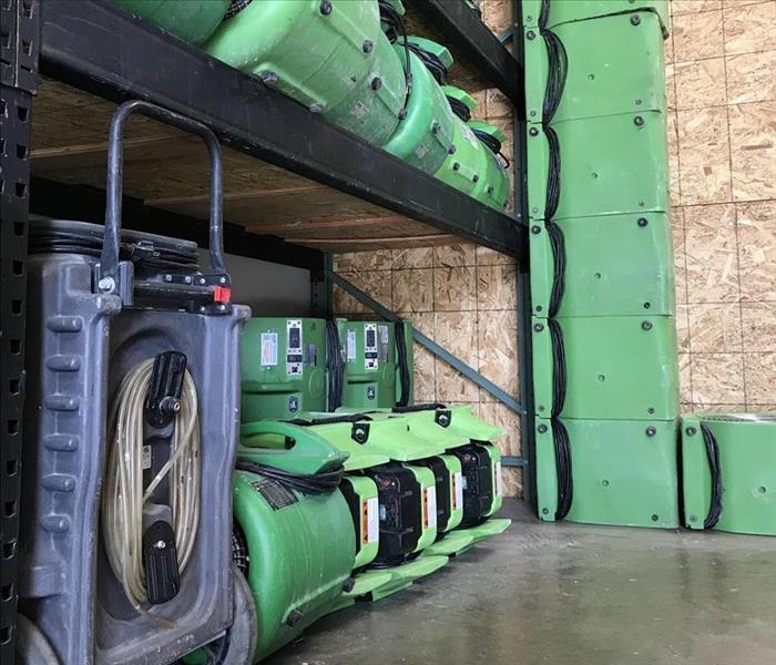Green equipment in warehouse