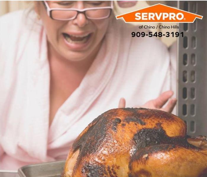 A person is upset that the Thanksgiving Day turkey is burnt. 